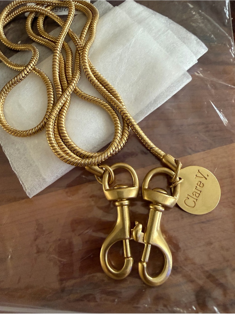 Clare V Vintage Gold Snakechain Strap. NWT - Picture 8 of 8